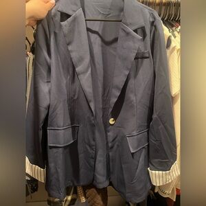 SHEIN Navy Blue Single-Button Blazer